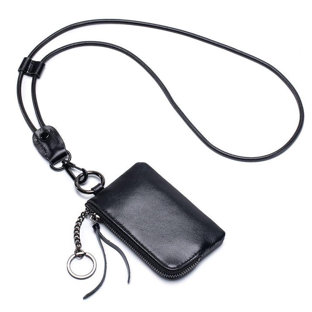 Soft Leather Small Wallet Large capacity Bus Card Key Bag Business Card Portable Coin Purse Leather Zipper Driver's License Bag