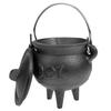 Halloween Witch Pot with Lid Heat-Resistant Portable Incense Burning Mini Cast Iron Cauldron Party Decoration KTY
