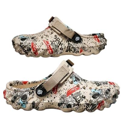 Stilvolle Clog-Sandalen für Herren mit Buchstaben-Print zum Hineinschlüpfen in verschiedenen Farben, lässige Wanderschuhe für draußen