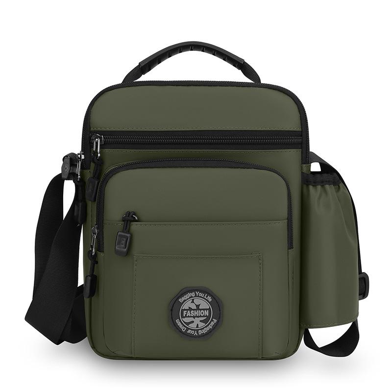 Мужская сумка через плечо большой емкости однотонная легкая износостойкая сумка-кроссбоди зелёный