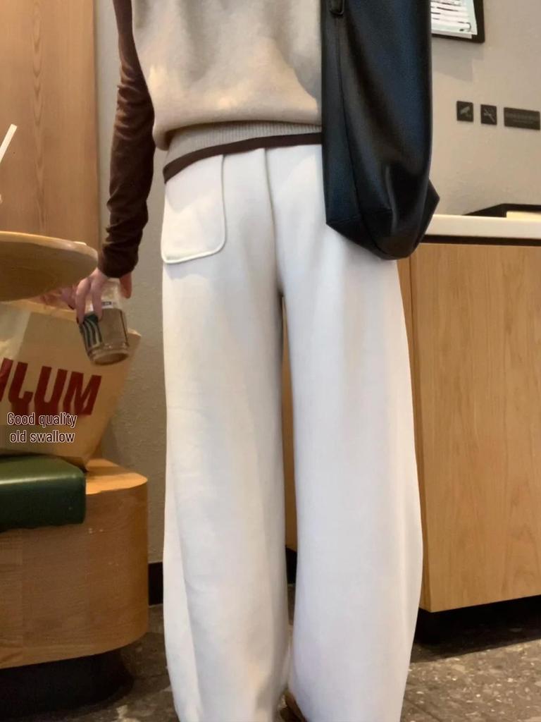 Women's Thick Loose White Winter Sweatpants - Plus Size, Slimming, Drapey Soft Rice Pants for Chubby Girls