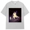 Funny Cat Smoking Meme Graphic TShirts Unisex Unisex Creativity Popular Cat Lover T Shirt Cool Oversized Cotton Vintage Tee Shirts