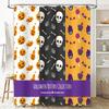 Halloween Pattern Collection Shower Curtain Trick or Treat Pumpkin Skull Candy Cupcake Decorative Waterproof Bath Mat with Pom P