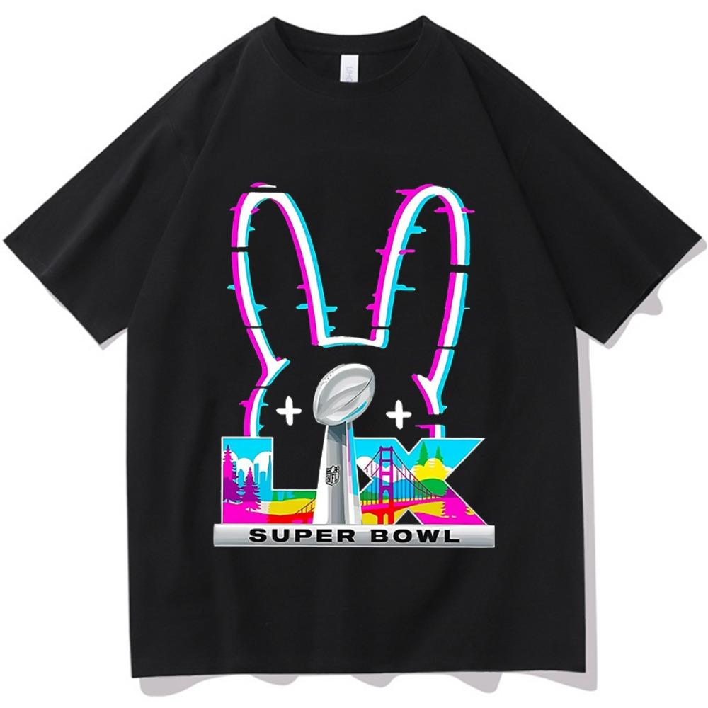 

Bad Bunny Super Bowl Graphic T-shirt Cotton Short Sleeve Loose Male Tshirts Streetwear Unisex Hip Hop Casual Summer Men T Shirts 5XL різнокольоровий