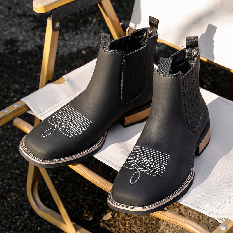 Men's Mid-Calf Chelsea Leather Boots - Autumn/Winter British Style, Versatile, Large Size Martin Boots