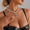 ins light luxury niche cold wind collarbone chain, cross imitation pearl beaded Y1K necklace