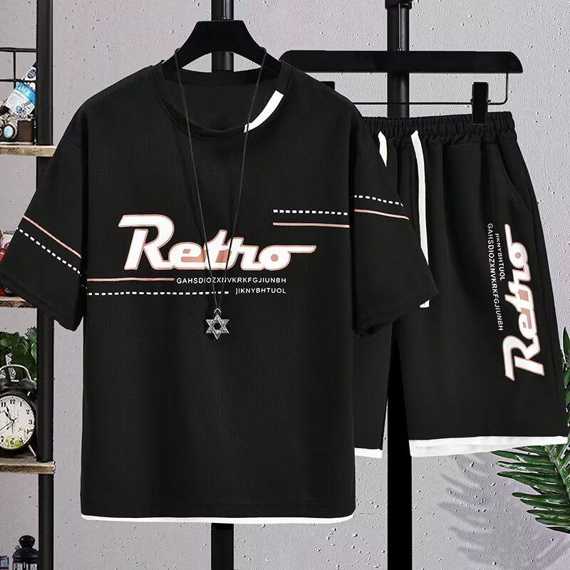 

Men s Summer 2024 Casual Sportswear Set - Short-Sleeved Shirt and Shorts Matching Outfit for Teens 3XL білий