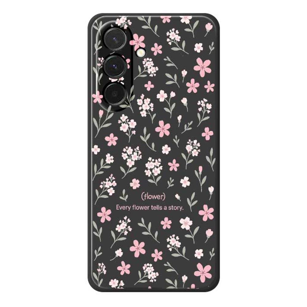 

For Samsung Galaxy A36 5G Case Small Flower Pattern Printing Straight Edge TPU Phone Back Cover Black