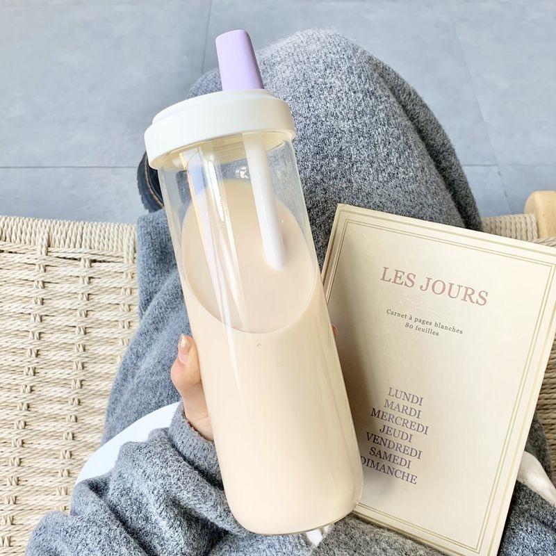 High-Value Large Capacity Heat-Resistant Pearl Milk Tea Cup with Straw