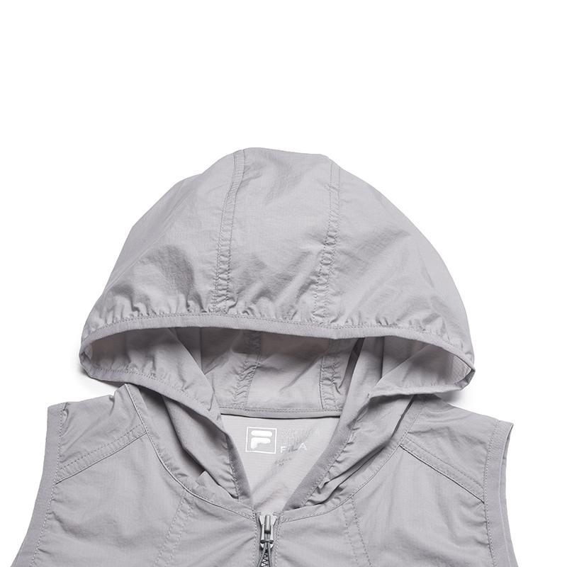 Fila Original Cool Touch Mountain Outdoor Hooded Vest Women Vests Gravel-Gray F11W629705FGY