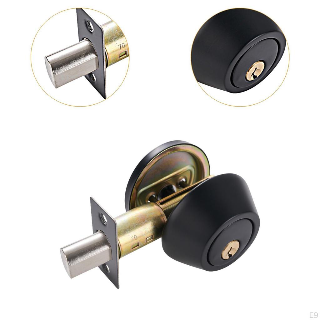 Dead Bolt Door Lock Round Knob Interior Exterior Stainless Steel Single Cylinder with Keys for