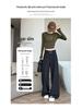 Women's Retro Minimalist Wide-Leg Khaki Suit Pants with Old Money Style Leather Belt