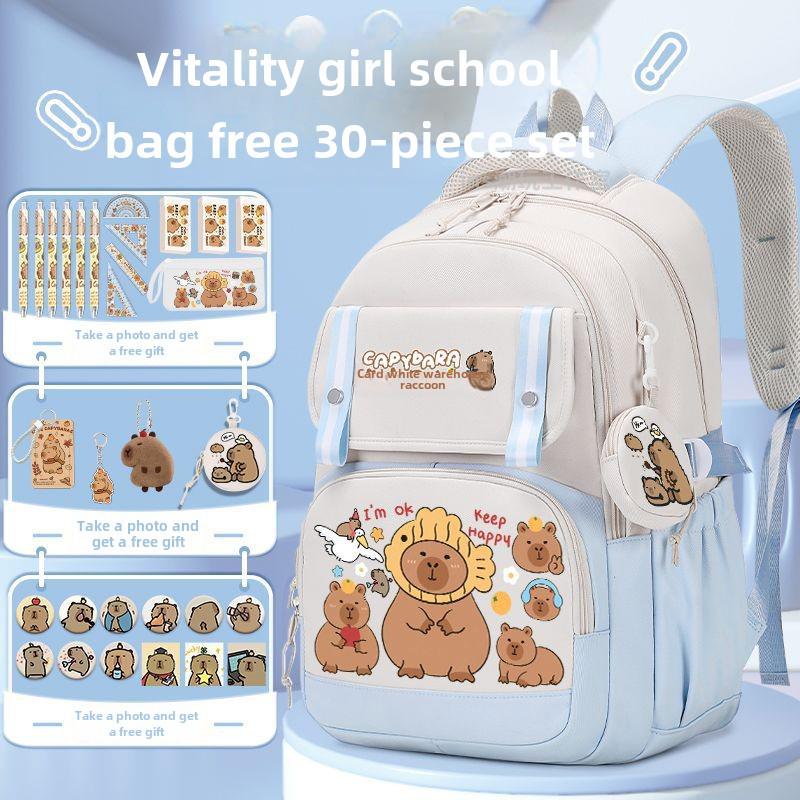 2024 Capybara Girls' Backpack: Stylish, Spacious & Perfect for Grades 1-6