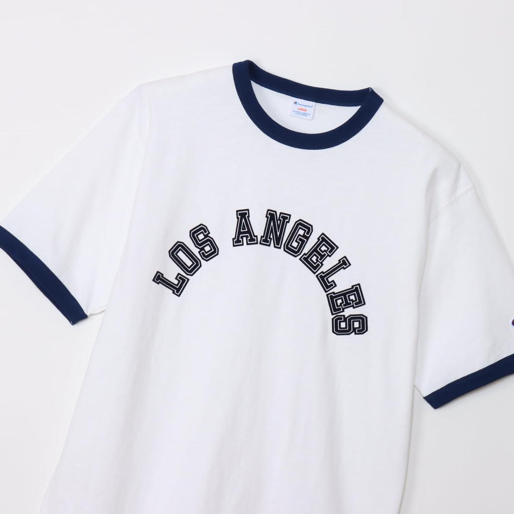 Short Round Xylitol Graphic Short Sleeve Ringer White [Champion] T-Shirt, Sleeve, Neck, 100% Cotton, Treatment, Print, T-Shirt, Men's Casual, C3-Z335