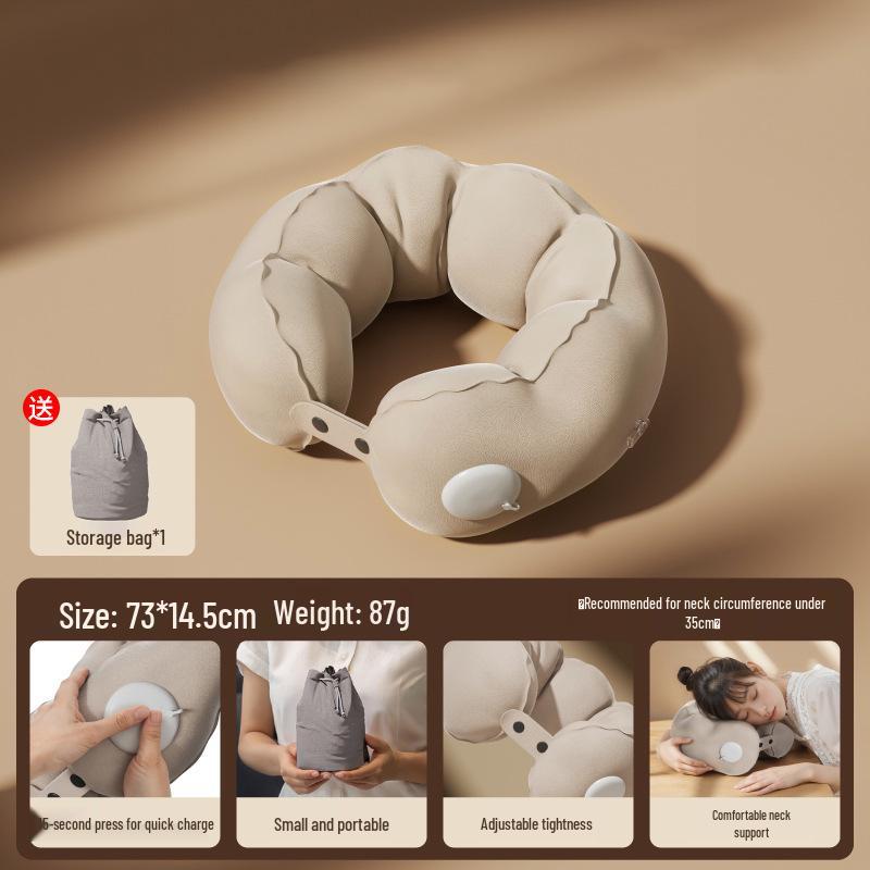 Automatic Inflatable Pillow: Portable Outdoor/Indoor Lumbar & Neck Support for Travel, Office Nap