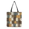 Women Vintage Linen Tote Bag - Large Capacity Print Shoulder Handbag for Casual & Grocery Shopping KTB