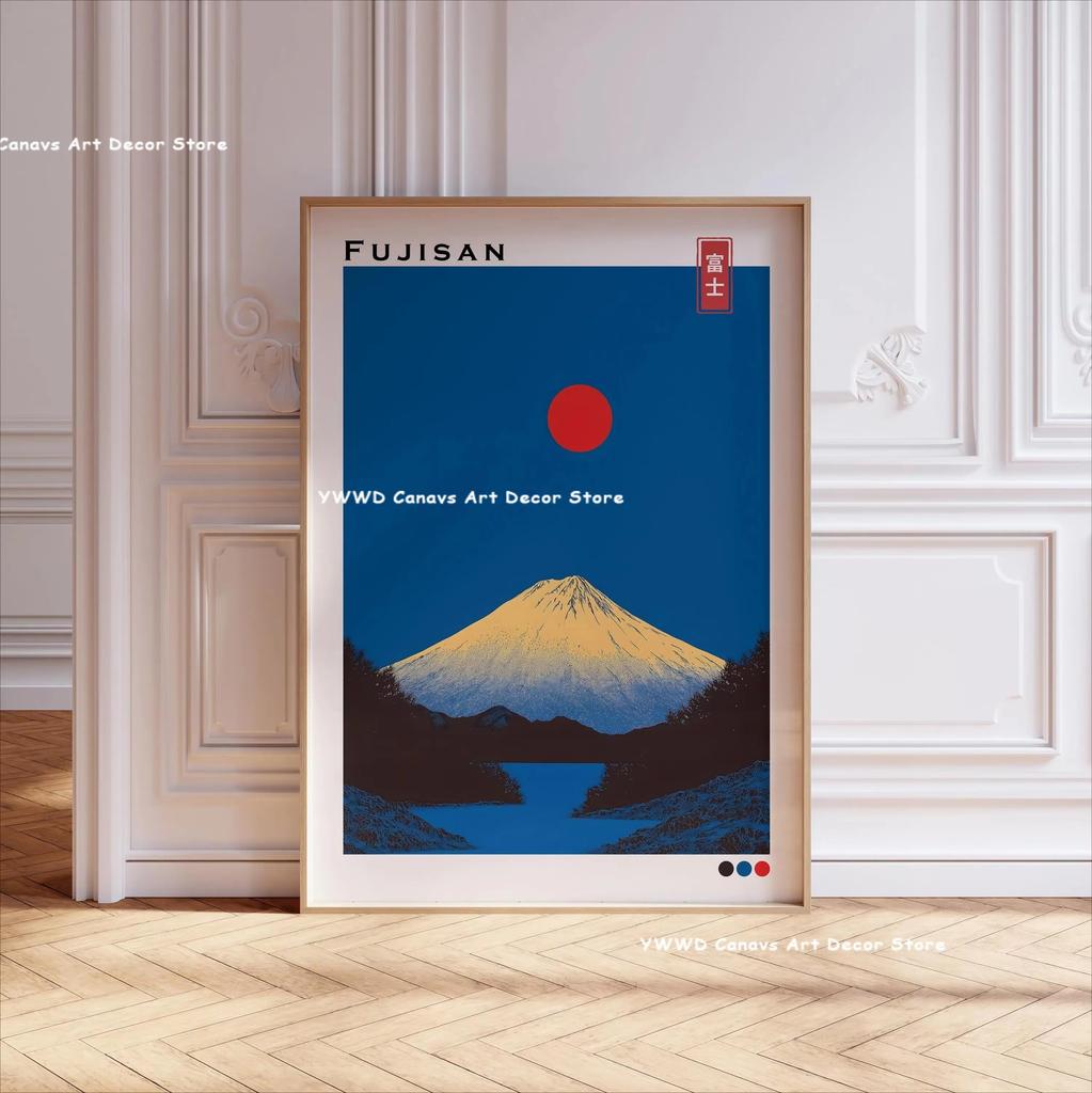 Mount Fuji Sunrise Wave Canvas Print Hokusai Giant Wave Landscape Japanese Wall Art Poster for Modern Living Room Home Decor