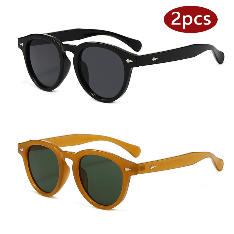 

2pcs Vintage Punk Candy Color Oval Rivets Women Sunglasses Fashion High Quality Decorative Eyeglasses