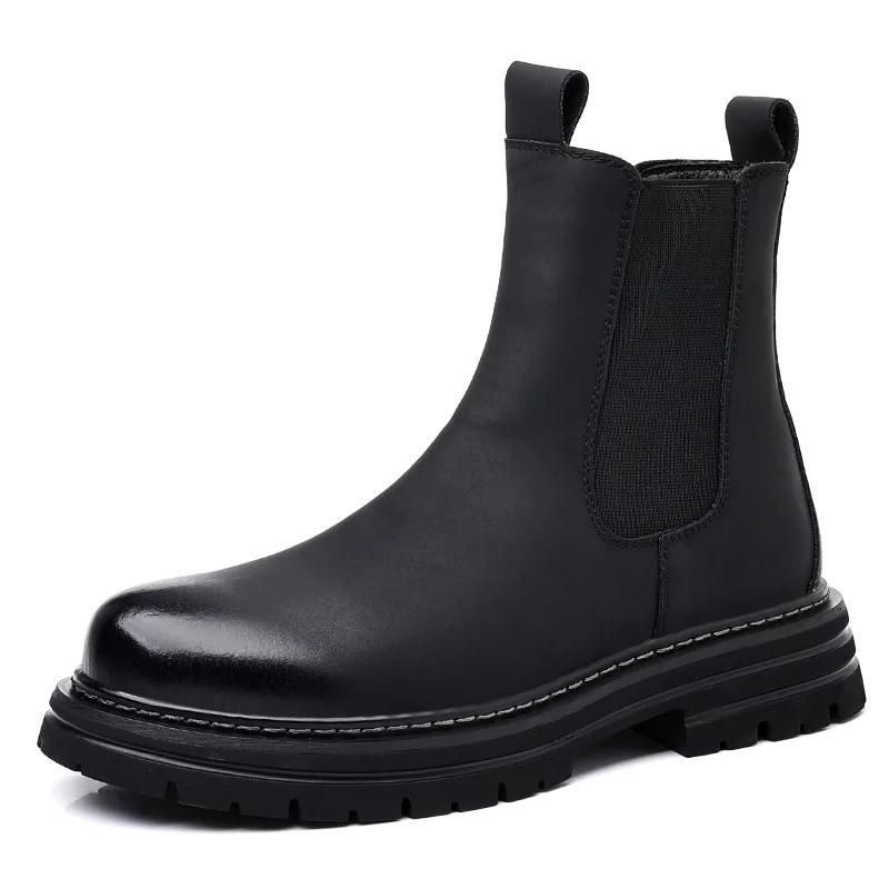 

МодныеНовые ретро-ботинки из кожи и бархата для мужчин, осень-зима, британская мягкая подошва, дизайнерская мужская обувь, модные ботильоны на платформе для мужчин 38