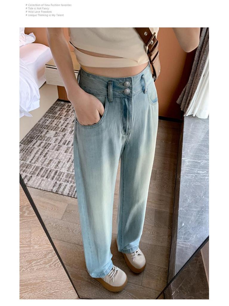 Tencel Soft Denim High Waist Nostalgic Blue Wide Leg Women's Jeans, Summer 2025