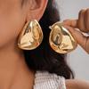 Vintage Metal Smooth Surface Stud Earrings Women Exaggerated Water Drop Earrings Stylish Exquisite Banquet Jewelry Accessories