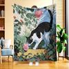A Garden Cat Floral Fleece Blanket, Featuring High-Definition Digital Printing, Suitable for All Seasons, Cooling Blanket, Made of 100% Soft And Skin-