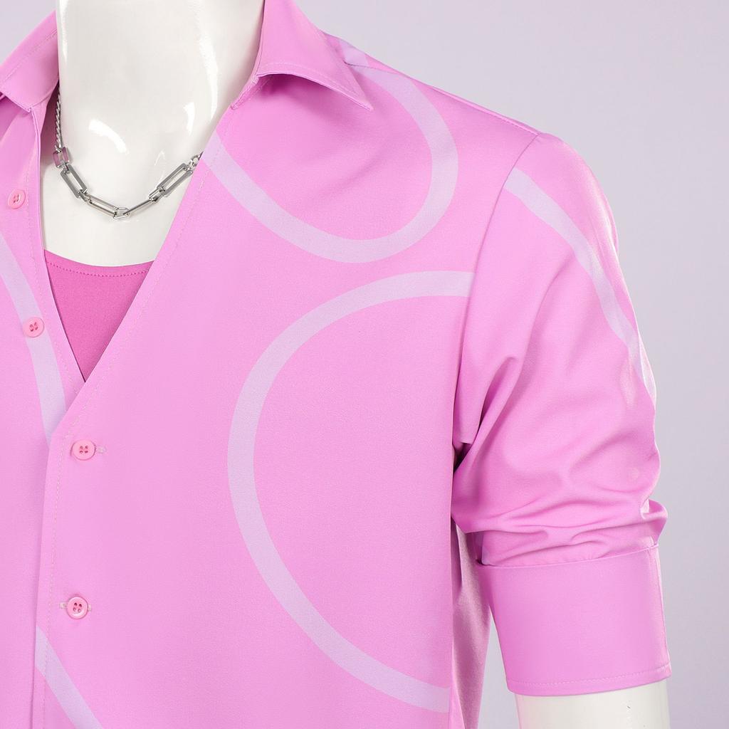 K-Pop Demon Hunter Jinu Cosplay Costume Shaka Boys Devil Boy Group Anime Pink Shirt with Sleeveless Undershirt