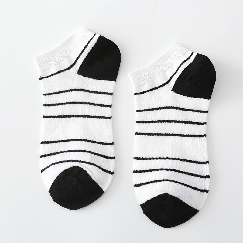 5/10 Paar Lässige Socken für Frühling Sommer in Schwarz und Weiß Kuh- und Zebra-Muster Vielseitiges Design Niedlicher College-Stil Kurze Waden Baumwollsocken