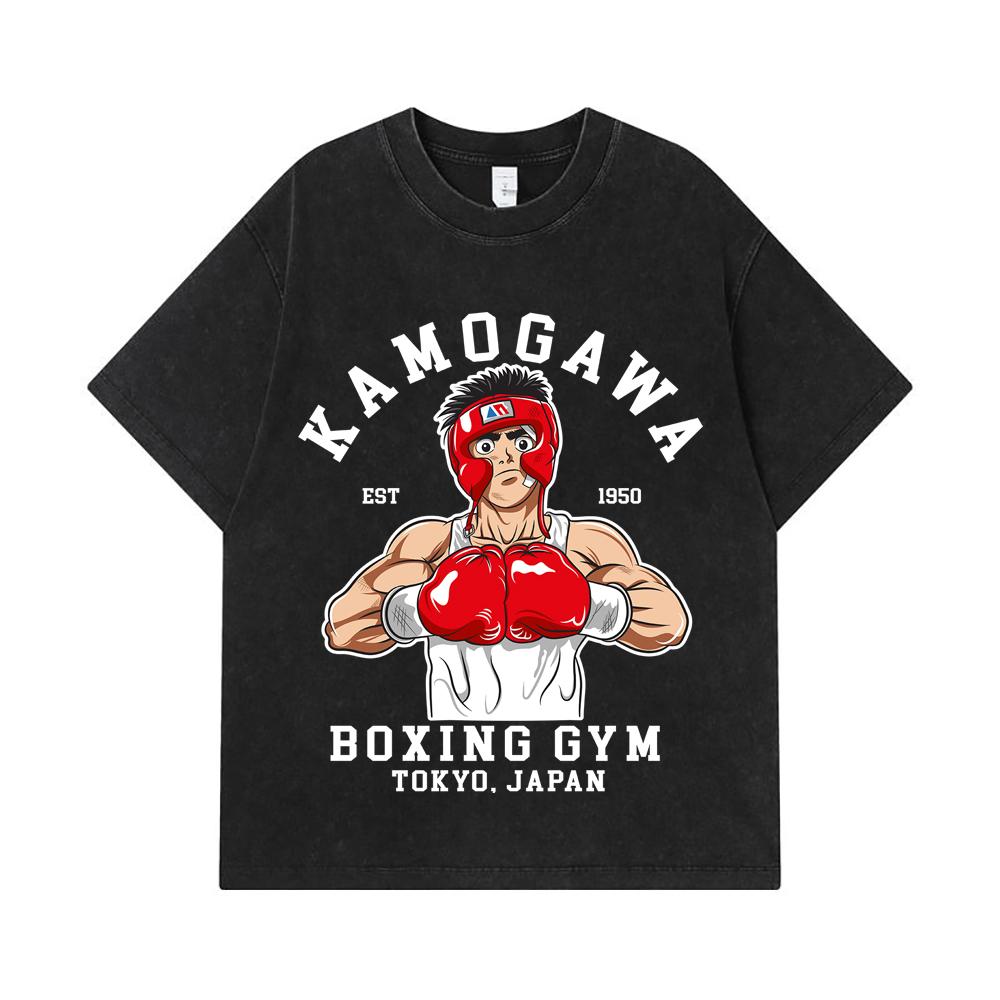 275 GSM Gewaschene T-Shirts 100% Baumwolle Hajime no Ippo V10 Druck Unisex Schweres Baumwoll-T-Shirt