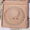 Natural Deep Sea Shell Pearl Necklace & Bracelet Set - Three-Piece Round Choker for Women