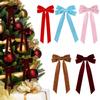 10 Pcs Velvet Christmas Bows 5" X 10" Vintage Ribbon Bow Christmas Tree Ornaments Rustic Crafts Gift Bows for Tree Wreath Garland Holiday Decor