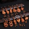 Animal Creative Fengshui Ethnic Lucky Mascot Gift Car Key Ring Chinese 12 Zodiac Keychain Engraving Wood Keyring