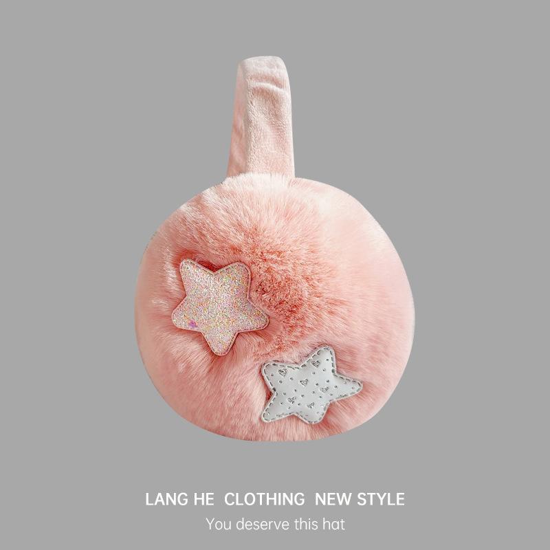 Pluszowe Ciepłe Nauszniki Damskie Słodkie Nauszniki Zimowa Ochrona Uszu Zimoodporne Zimowe Jednokolorowe Ocieplacze na Uszy Składane Jesienno-Zimowa Torba na Uszy Duże