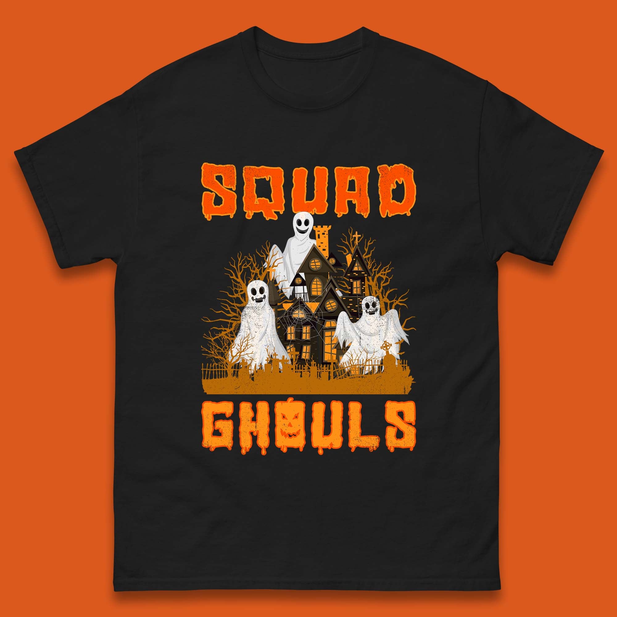 Squad Ghouls Halloween Boo Ghost Horror Scary Haunted House Mens Tee Top 2XL