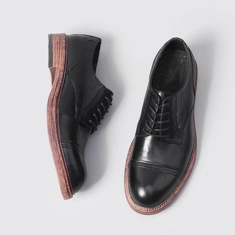 Retro British Style Thick Soled Lace Up Handmade Male Casual Shoes Genuine Leather Fashion Oxfords For Men Business Dress Shoes
