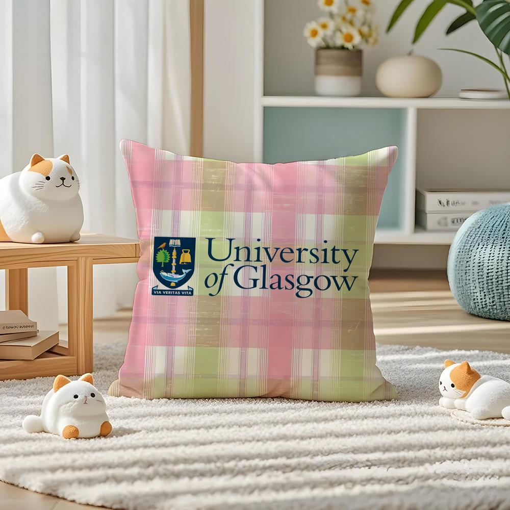

University Of GGlasgow Pillow Case Silky Elegant Comfort Sofa Bed Invisible Zipper 30X30cm