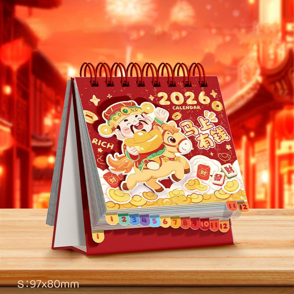 Memo Notes 2026 Desk Calendar One Month to View Coil Binding Tabletop Schedule Cartoon Monthly & Daily Planner Home