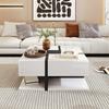 Wood Center Table High Gloss Coffee Table with 4 Drawers Unique Tea Color Coordination And Line Design Storage Space Below
