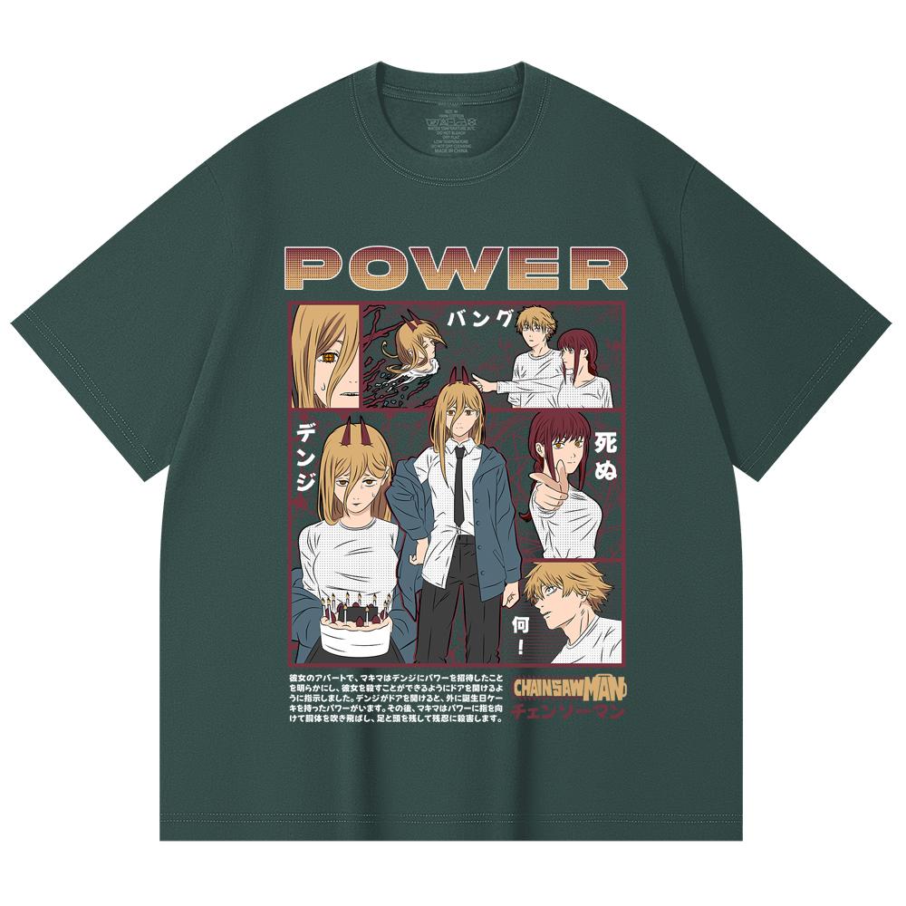 230 g/m² 100% Baumwolle Kettensägenmann V1 Power Print Unisex Schweres Baumwoll-T-Shirt