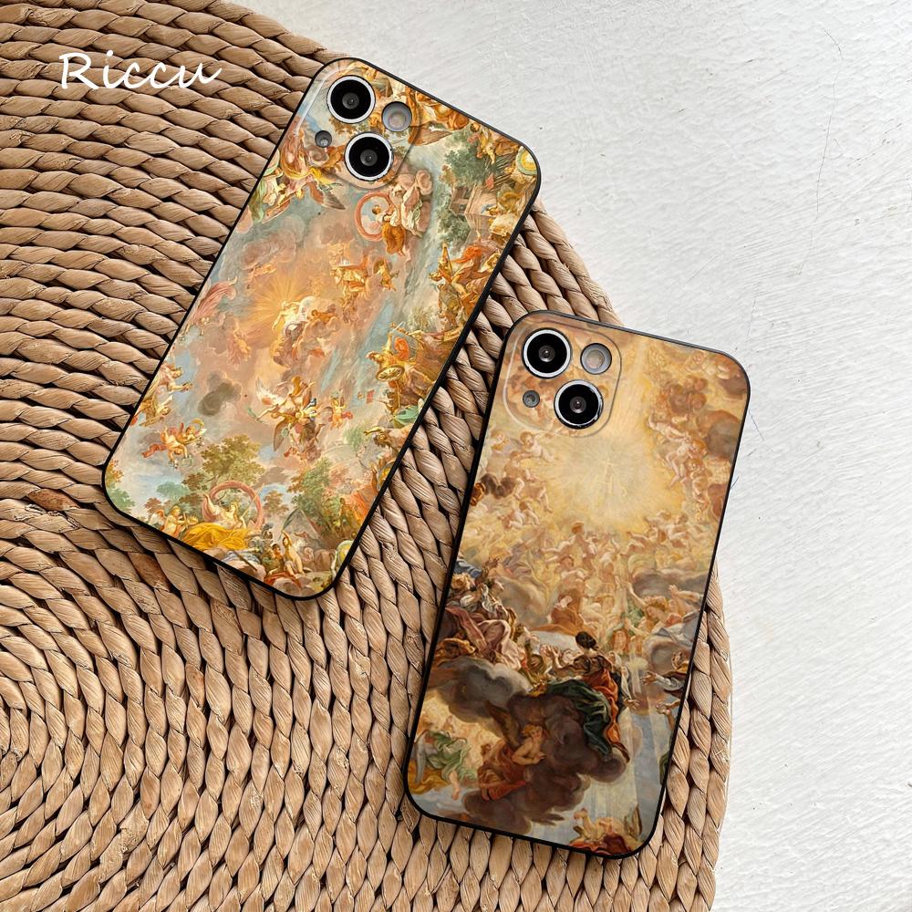 POUR IPhone 14 Peinture Vintage Paradis Ange Peint Coque Souple pour Iphone 14 11 12Pro 8 7 Plus X 13Pro MAX SE2020 XR XS Coques