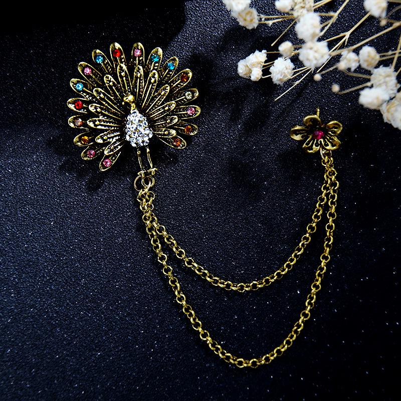 Broche Retro de Gema Inspirado no Barroco: Acessório de Vestido Luxuoso Estilo Palácio