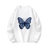 American Retro Floral Butterfly Print Long Sleeve Round Neck Sweatshirt For Women Men Loose Fit Autumn Winter.