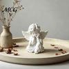 Angel Desktop Ornament 3D Printed Retro Figurine, Holding Chin Guardian Statue, Statue Matte White Sculpture for Home Office Desk Decor