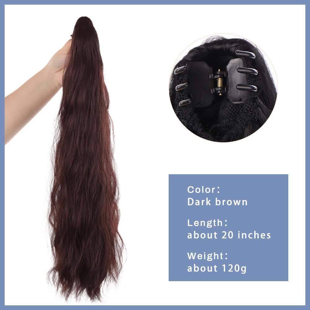Synthetic Long Hair Claw Clip Ponytail Braid Water Wave Hair Natural Wave Wig Women's Clip Ponytail Extension