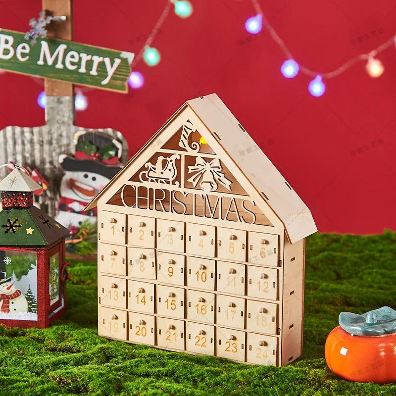 Beliebte Weihnachtsdekorationen Weihnachtsmann Haus Beleuchtung Tisch Heimdekorationen Weihnachten Holz Kalender Häuser