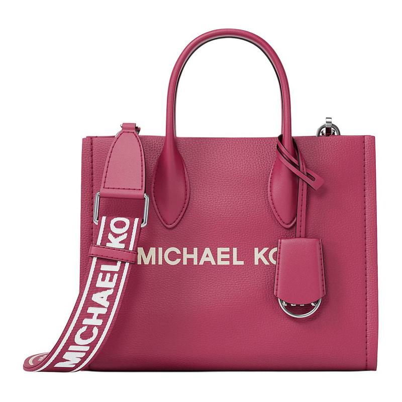 MICHAEL KORS Mirella Silver Hardware Pebbled Leather Crossbody Tote Small Women s DK Raspberry серебряный