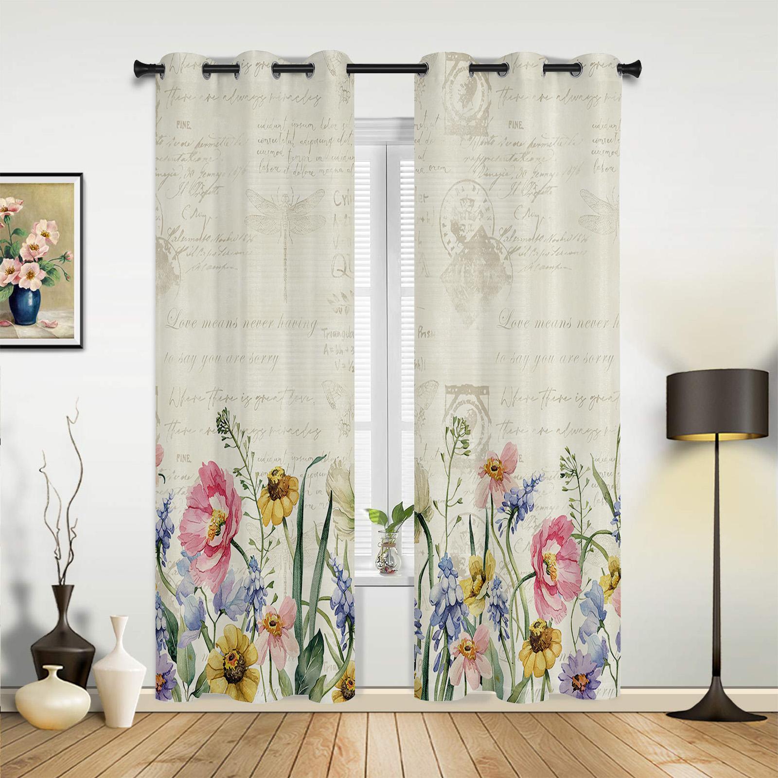 

Flower Abstract Blue Lotus Curtains for Bedroom Living Room Drapes Kitchen Children s Room Window Curtain Modern Home Decor 135W x 60H(cm) x1