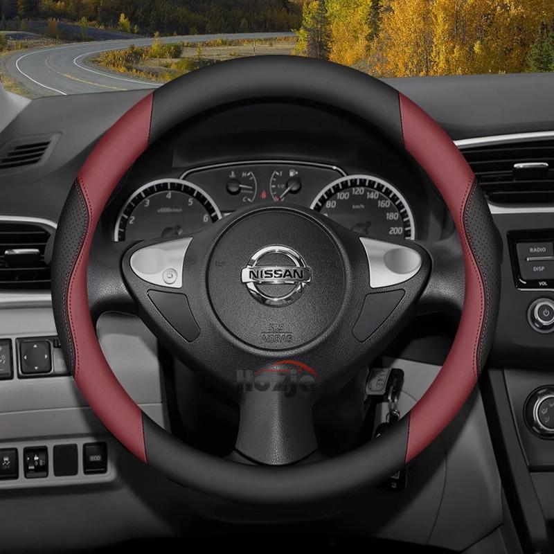 Leather Car Steering Wheel Cover for Nissan Patrol Y63 Xtrail Kicks Qashqai Versa Sentra Altima Armada 2011 - 2025 Accessories