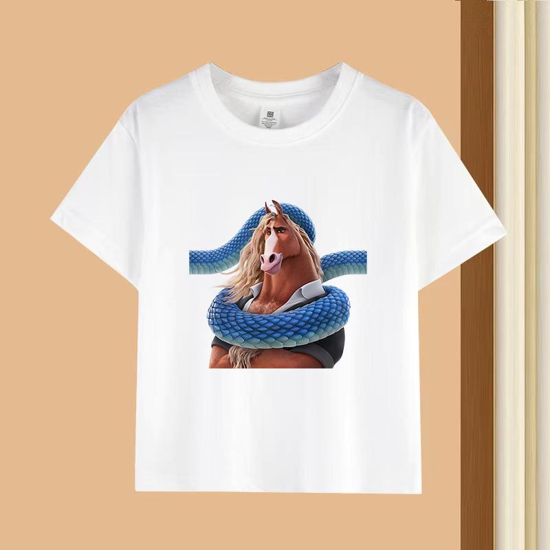 Dětské tričko s krátkým rukávem a kulatým výstřihem - 230g čistá bavlna s potiskem zvířat