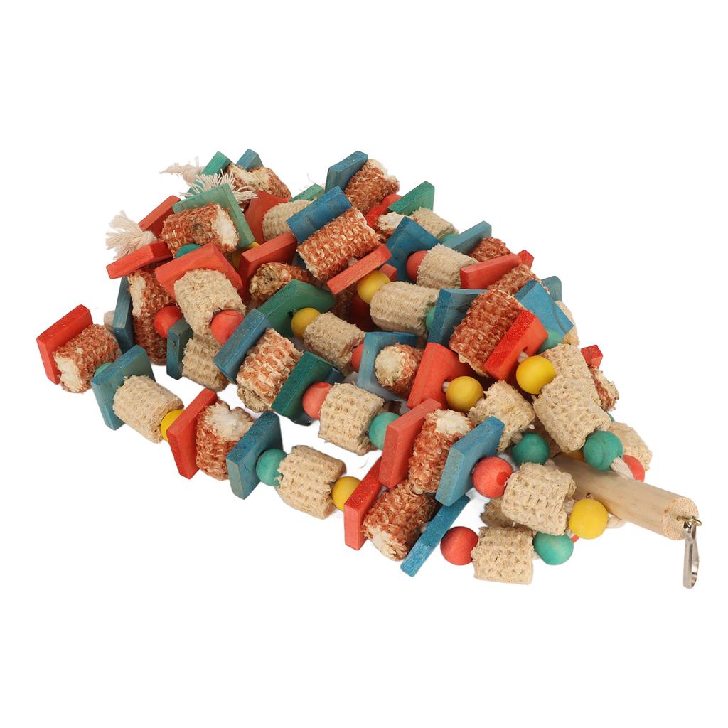 Parrot Chewing Toy Wood Corn Cob Colorful Hanging Large Bird Bite Toy for Parakeet Cockatiel